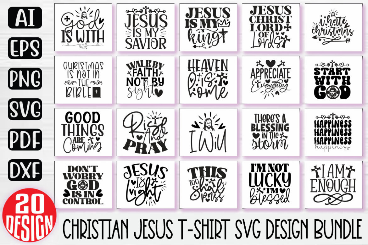 Jesus Christian SVG And T-shirt Design Bundle, Jesus Christian SVG ...