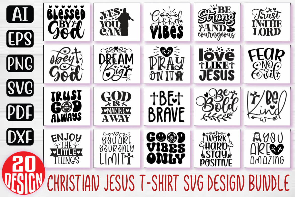 Jesus Christian SVG And T-shirt Design Bundle, Jesus Christian SVG ...