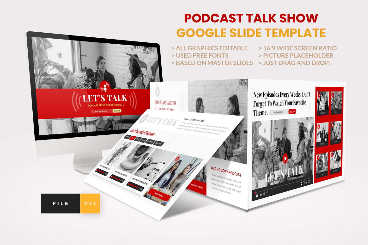 Podcast Talk show Google Slide Template | Deeezy