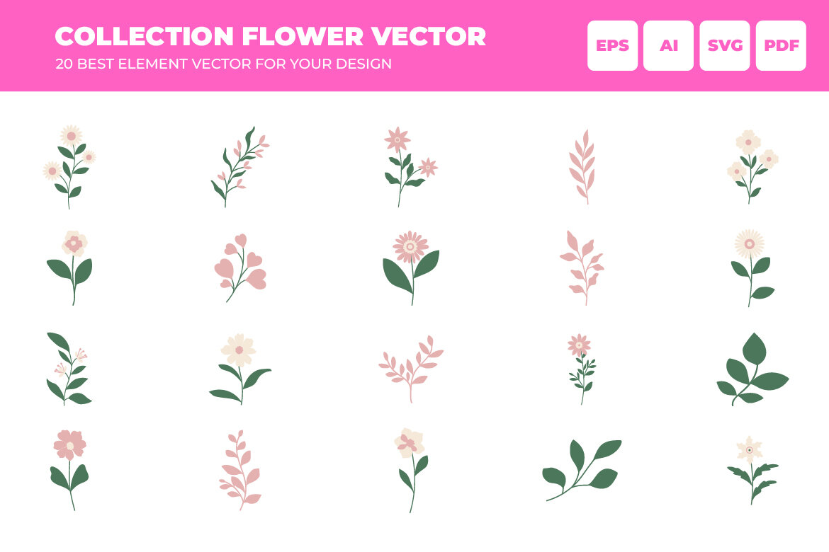 collection of colorful floral vector elements | Deeezy