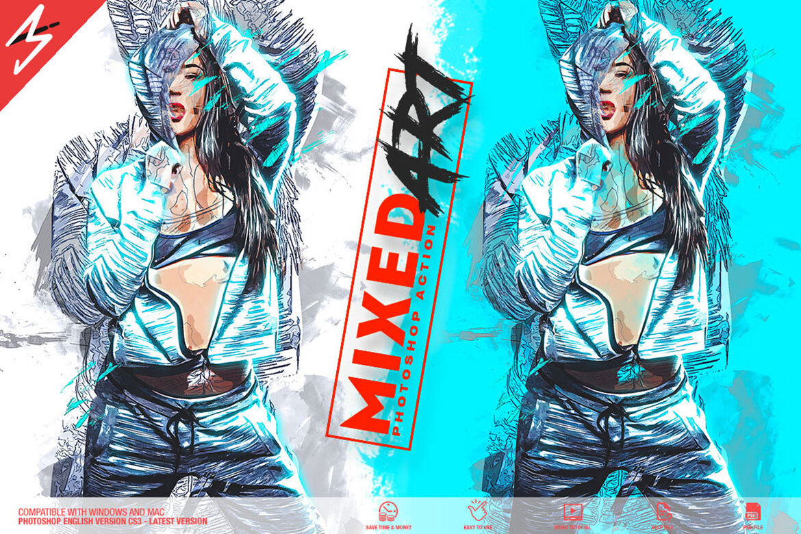 artists mixed media art photoshop action free download