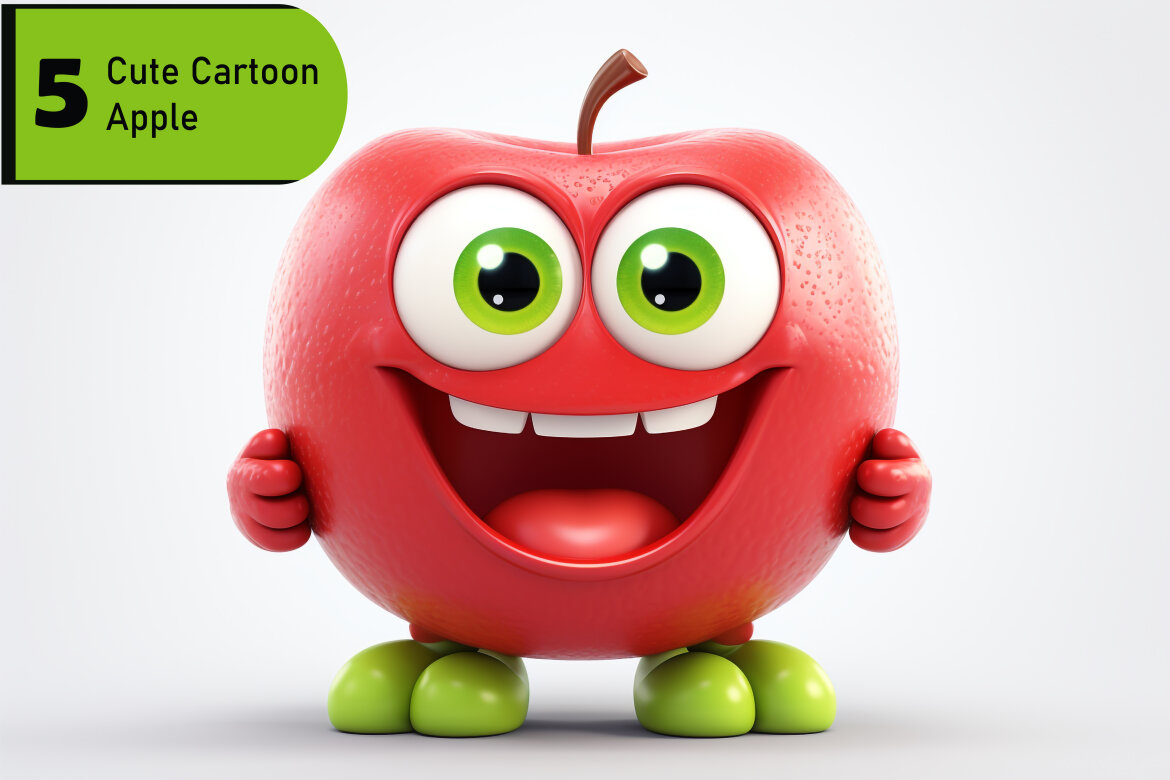 cute cartoon apple monster on white background Deeezy