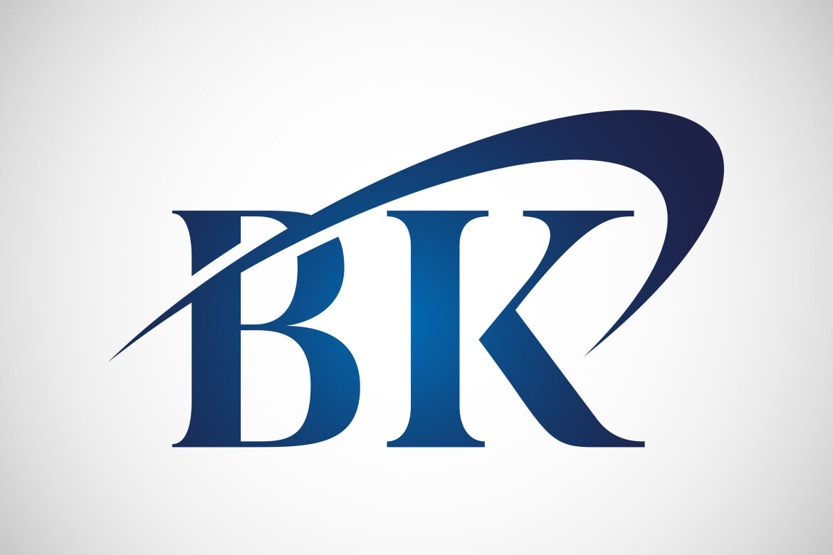 BK letter design logo logotype icon concept with serif font and classic  elegant style look vector illustration.:: tasmeemME.com