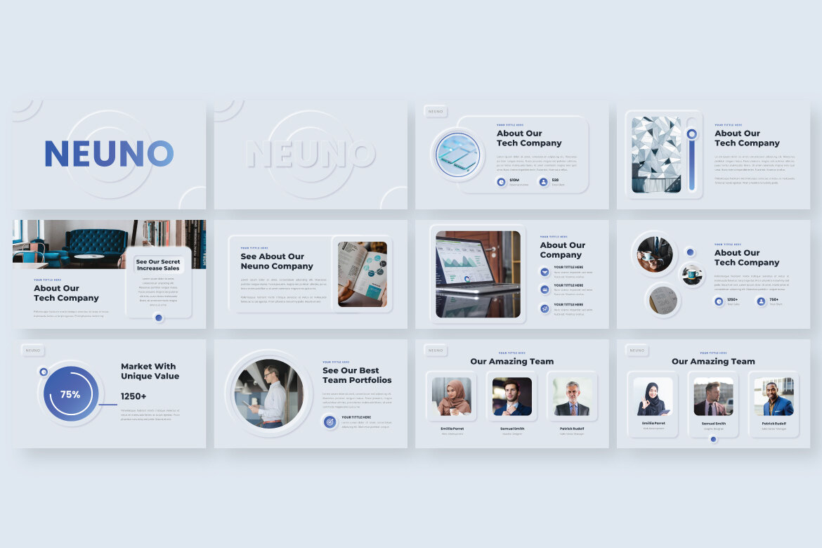 Neuno – Neumorphic Business Google Slides Presentation Template | Deeezy