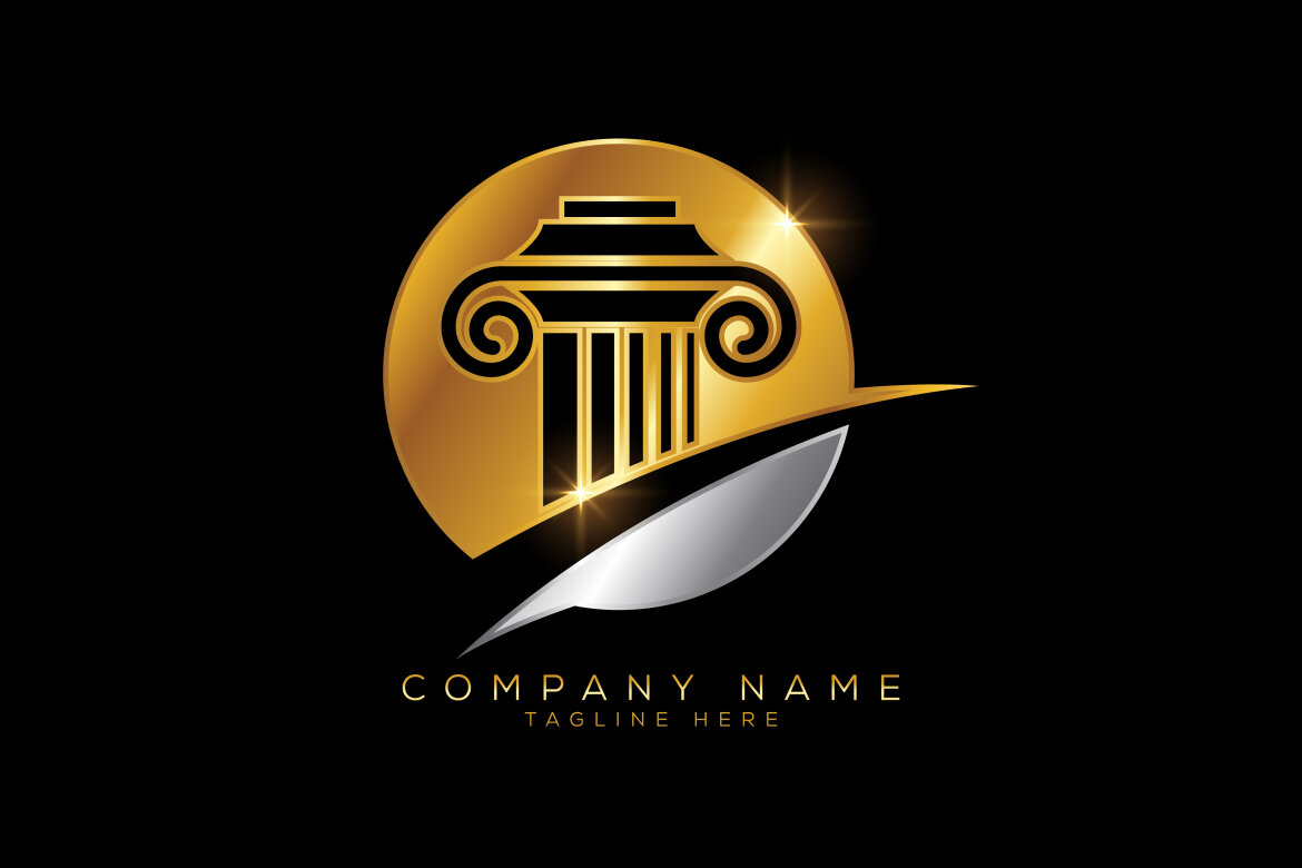 Law pillar logo design pillar law office vector logo template Deeezy