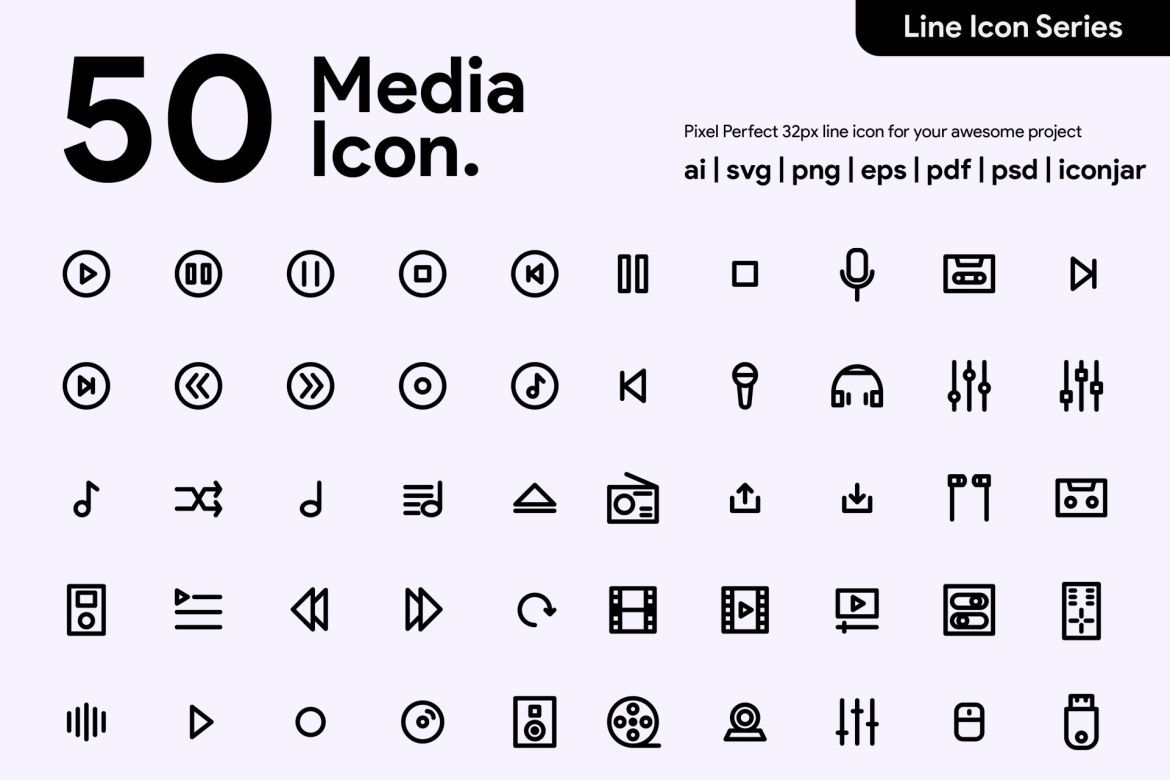 50 Multimedia Line Icon | Deeezy