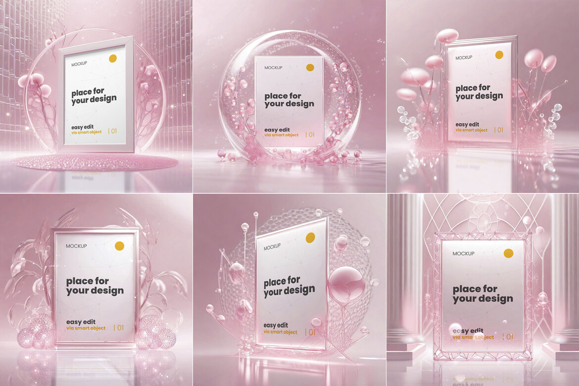 Magical Pink Frames Mockups | Deeezy