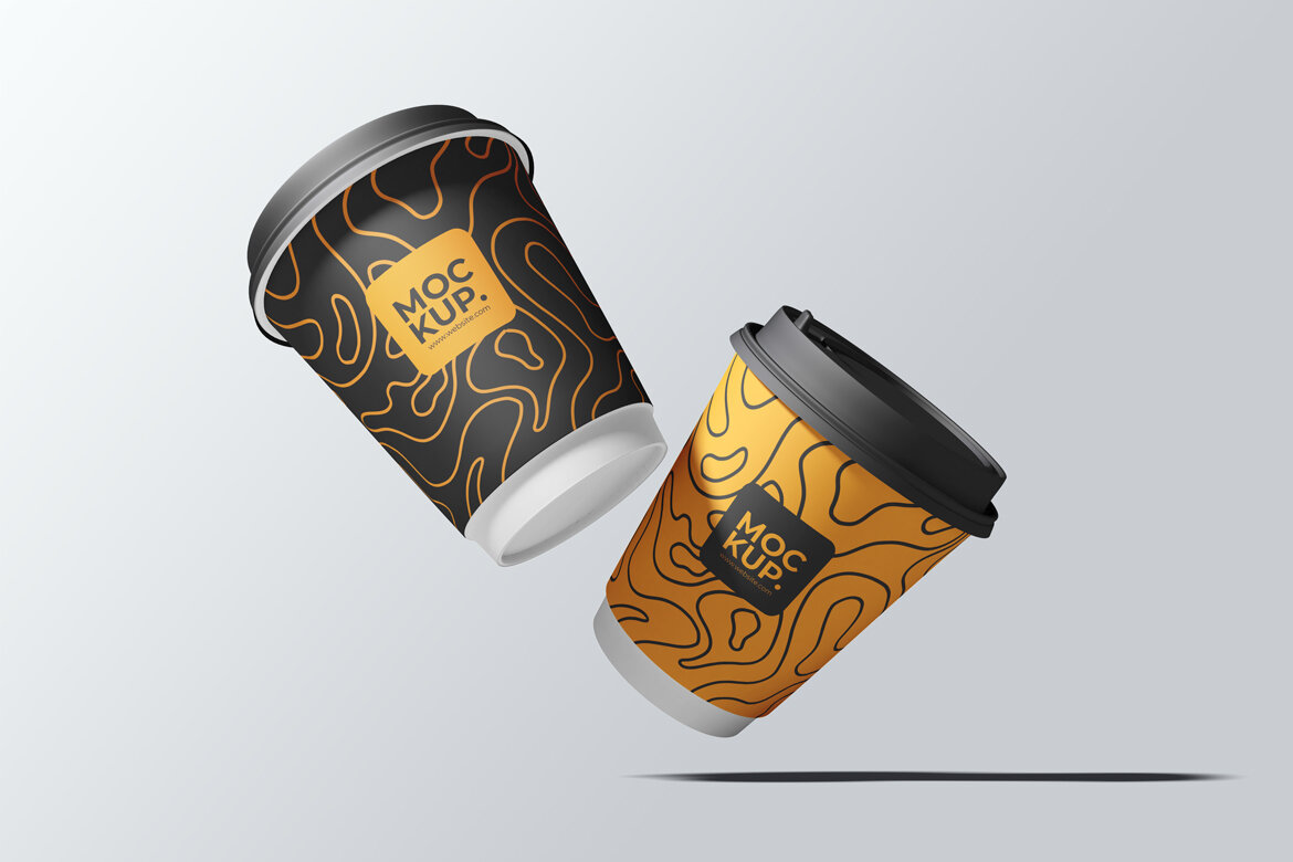 Flying Paper Cup Mockup Deeezy