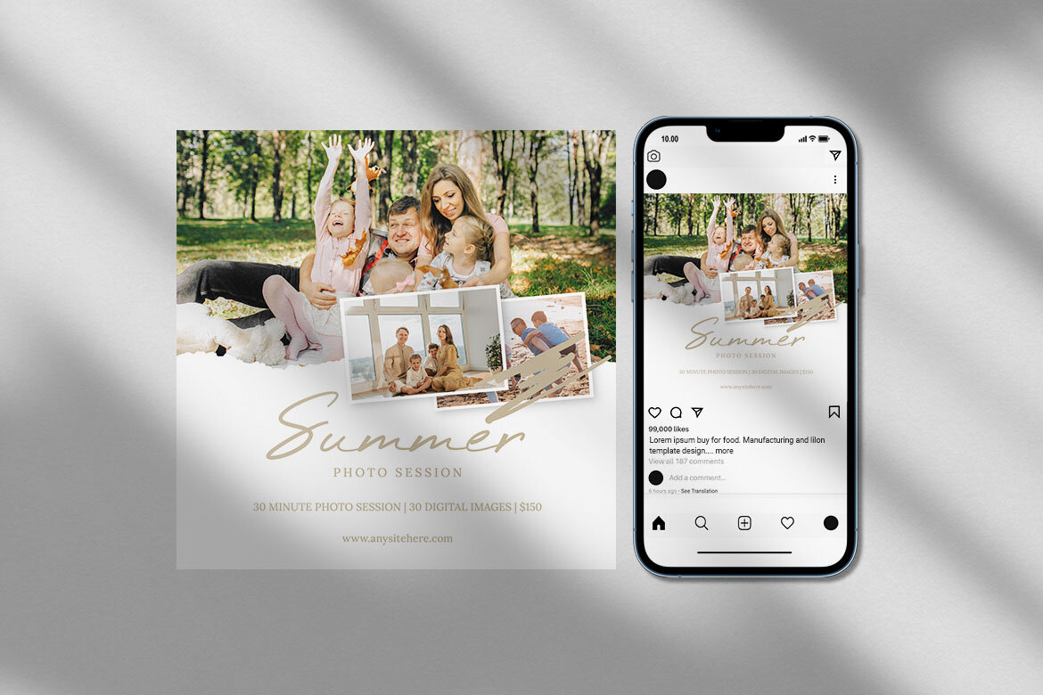 Family Photo Summer Mini Session Instagram Template | Deeezy