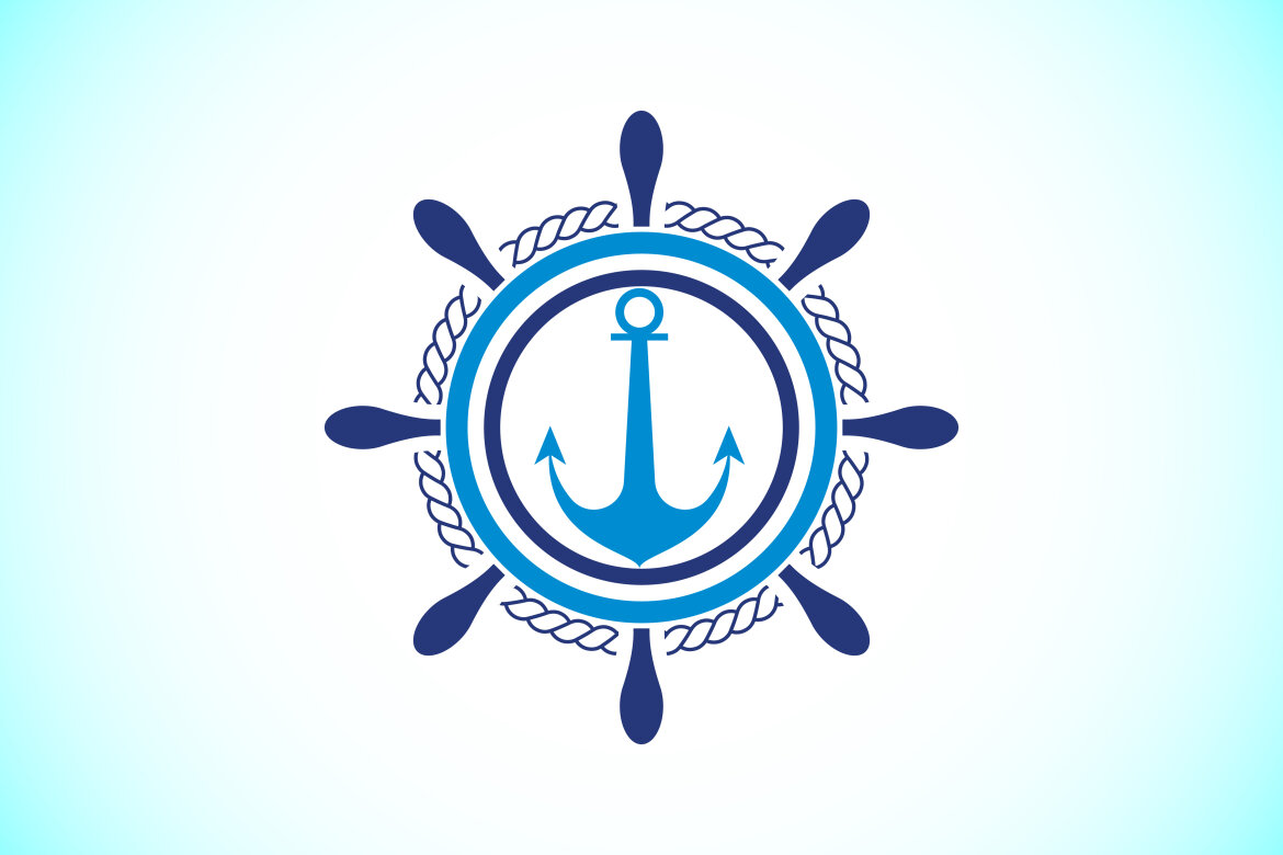 Ship steering wheel and Anchor logo design template | Deeezy