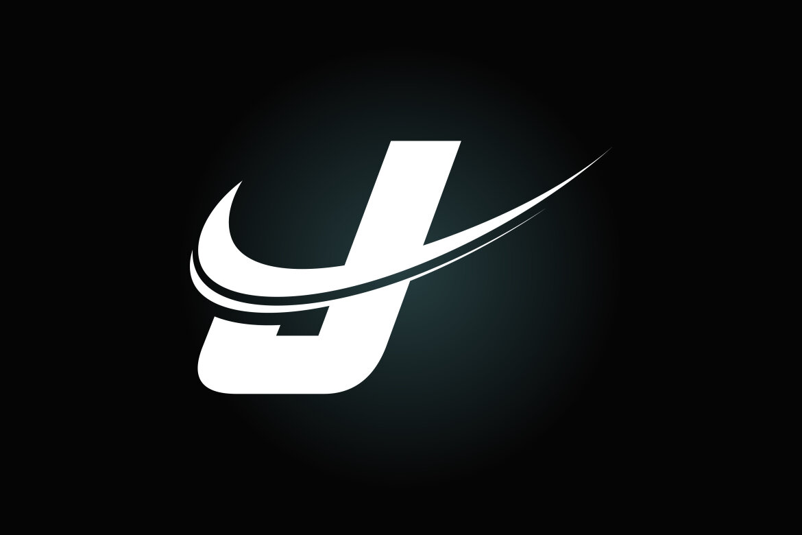 Initial letter with swoosh, black and white logo | Deeezy