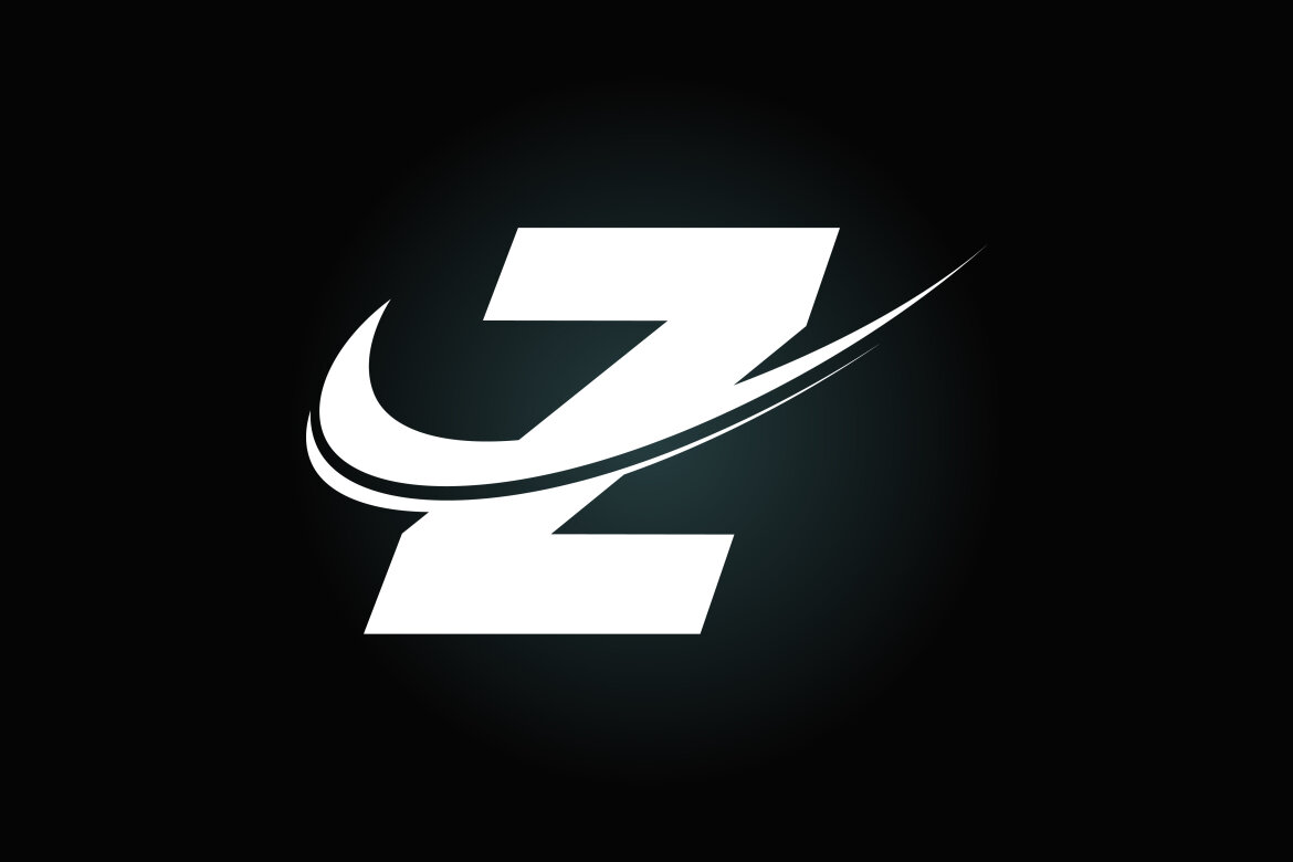 Initial letter with swoosh, black and white logo | Deeezy