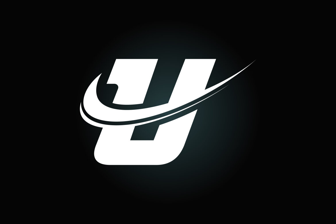 Initial letter with swoosh, black and white logo | Deeezy