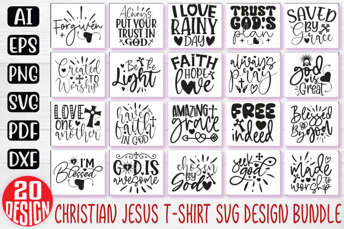 Jesus Christian SVG And T-shirt Design Bundle | Deeezy