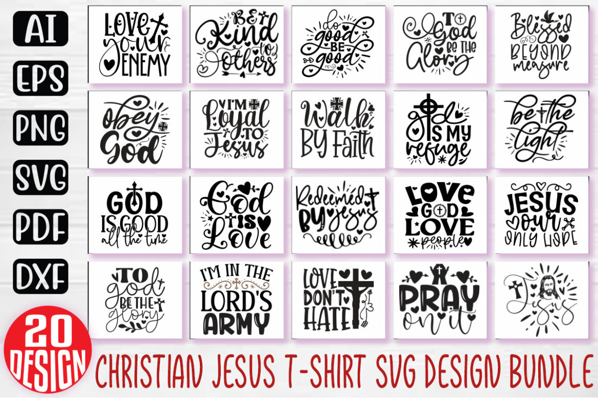 Jesus Christian Svg And T-shirt Design Bundle 