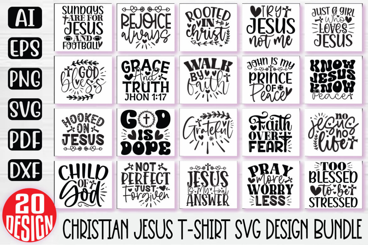 Jesus Christian SVG And T-shirt Design Bundle | Deeezy