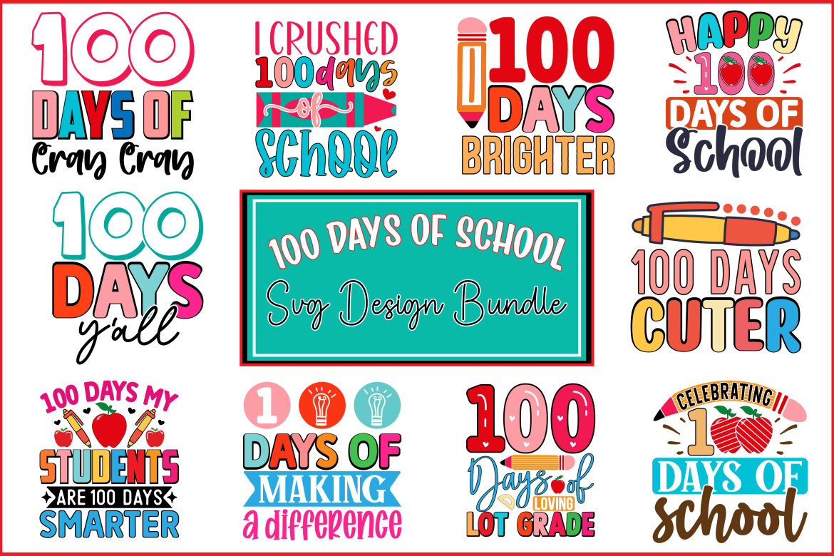 100 Days of School SVG Bundle | Deeezy