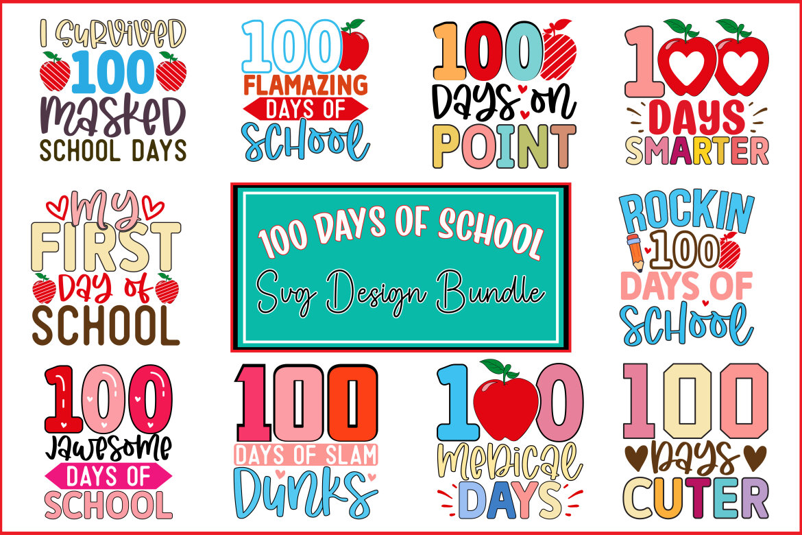 100 Days of School SVG Bundle | Deeezy