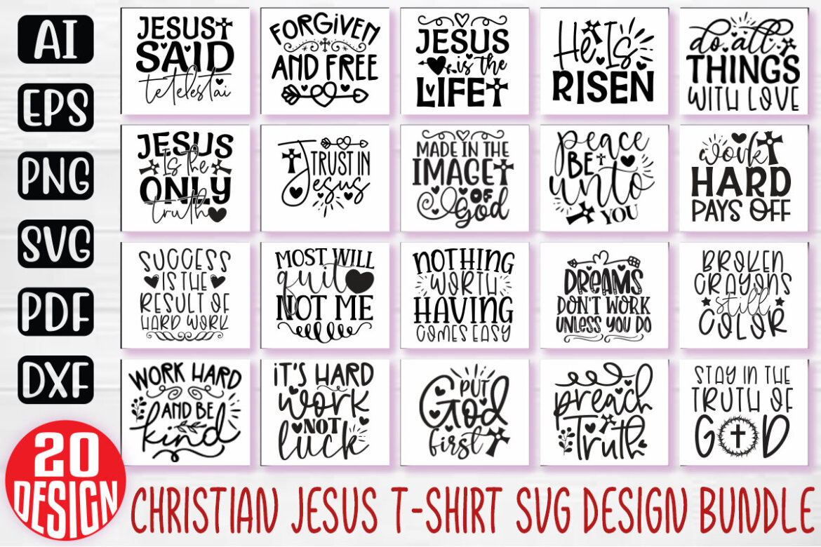 Jesus Christian SVG And T-shirt Design Bundle | Deeezy