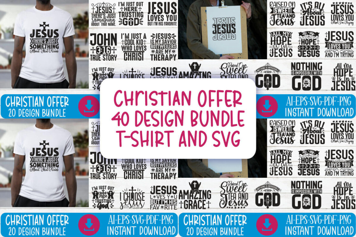 Jesus Christian SVG And T-shirt Design Bundle | Deeezy