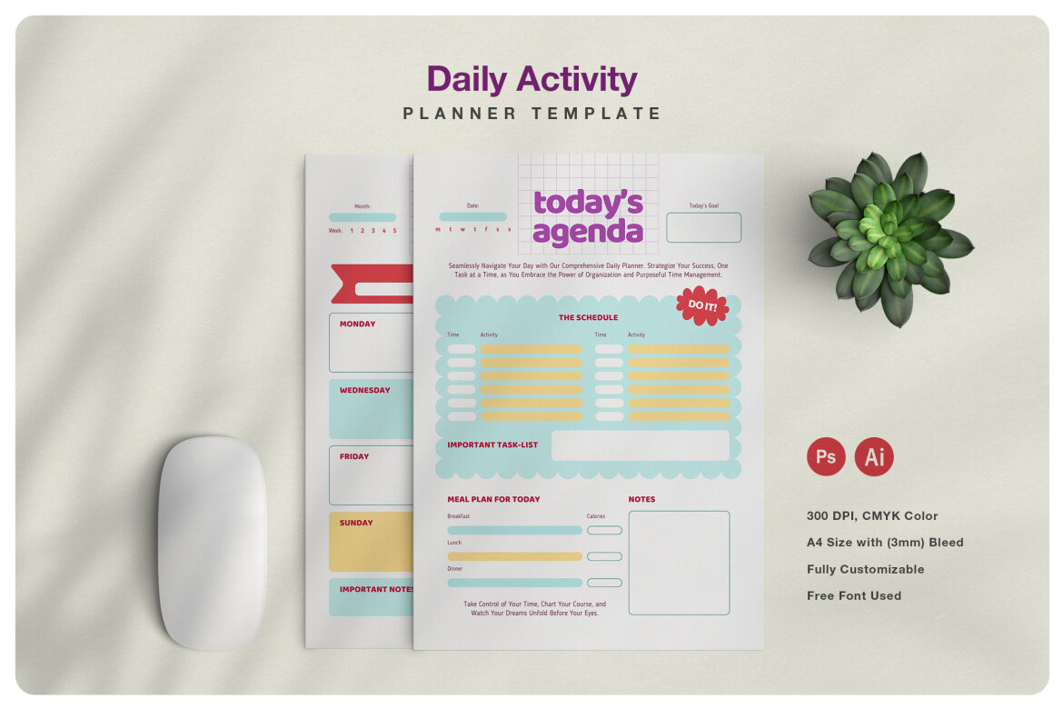 Daily & Weekly Activity Planner FREE Template | Deeezy