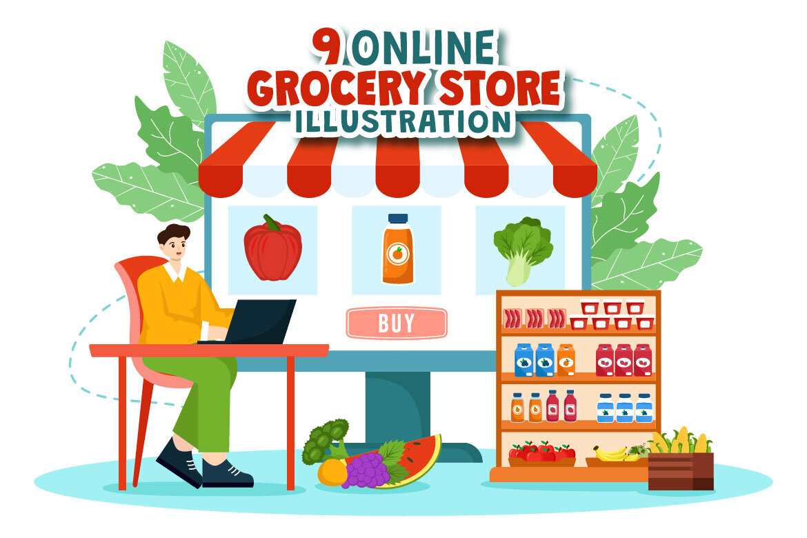 9 Online Grocery Store Illustration | Deeezy