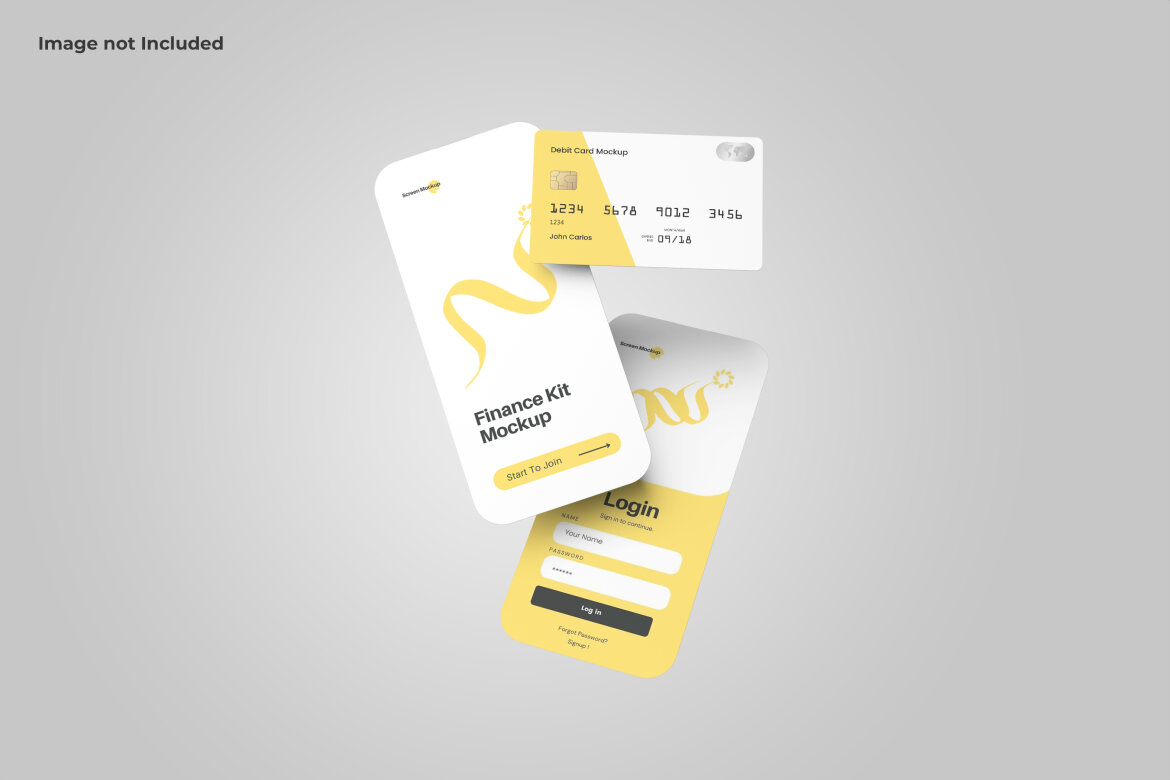 Floating Screen and Debit Card Mockup | Deeezy