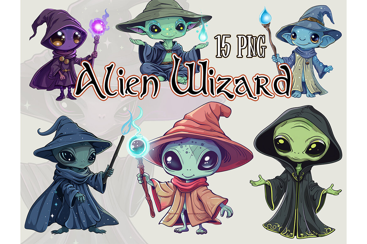 Alien Wizard PNG bundle | Deeezy