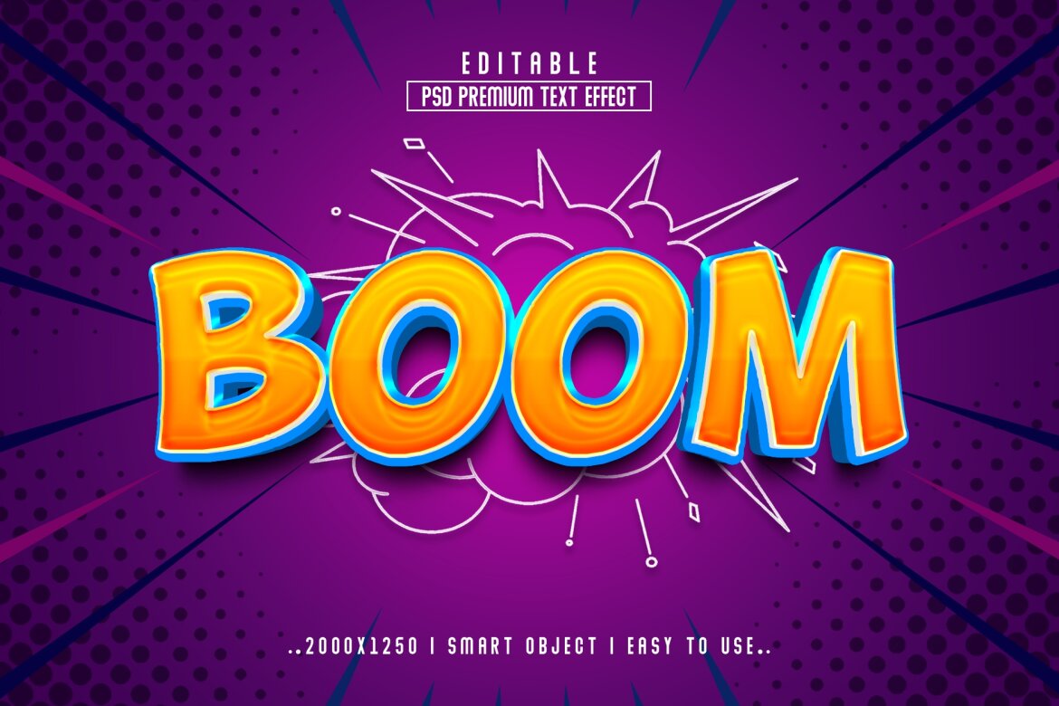 3d boom editable psd text effect style | Deeezy