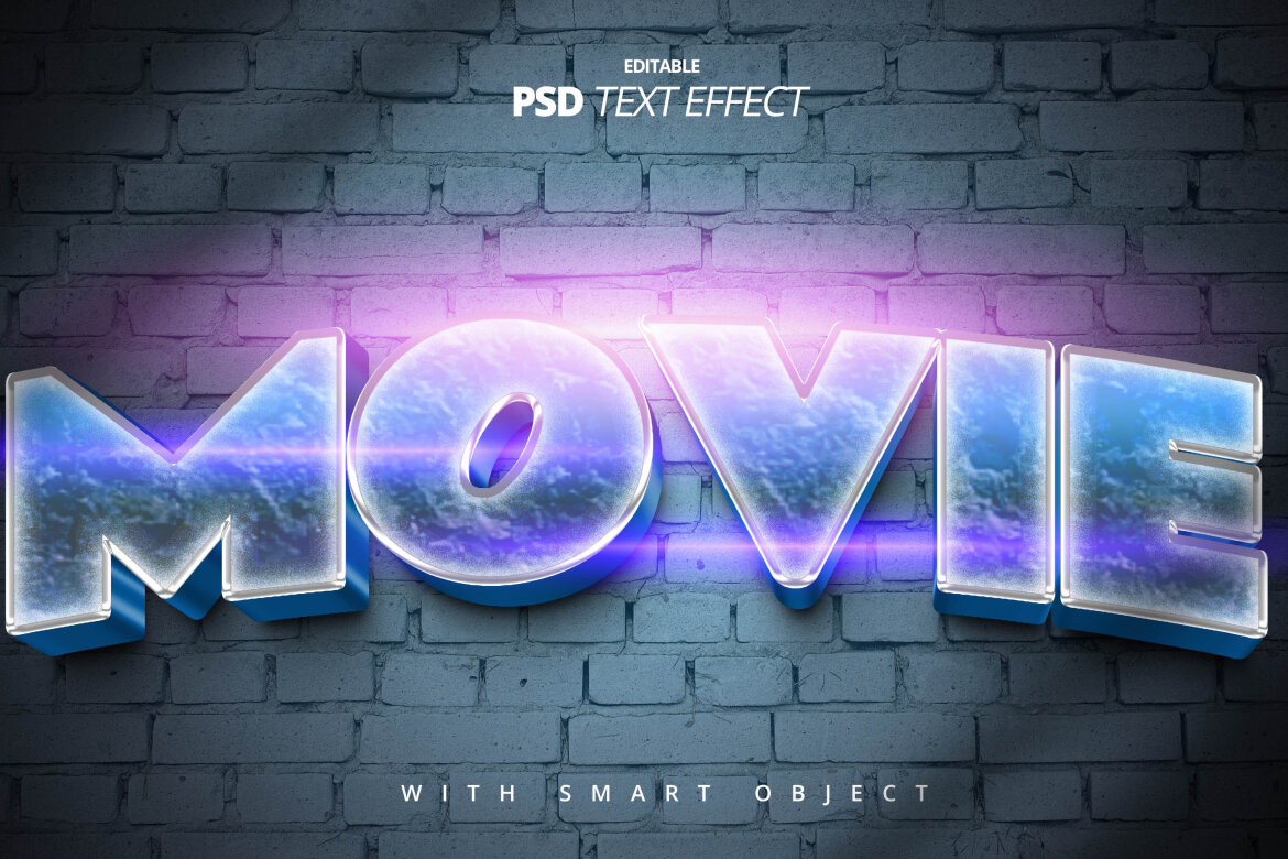 3d film text effect editable psd modern style | Deeezy