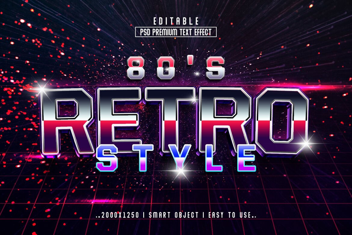 Editable 80s retro style PSD text effect | Deeezy