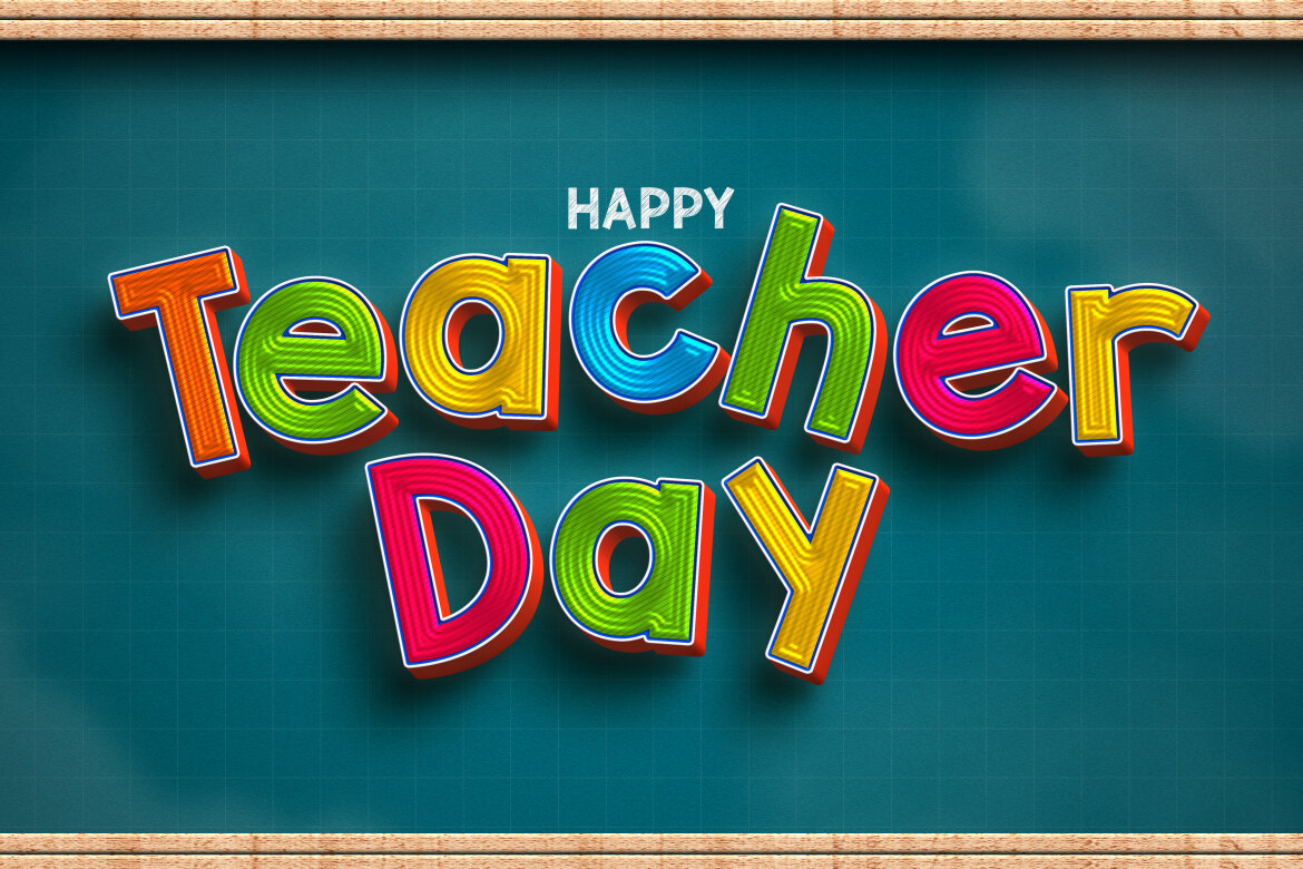 Happy Teacher's Day 3d text effect editable psd Modern style (6) | Deeezy