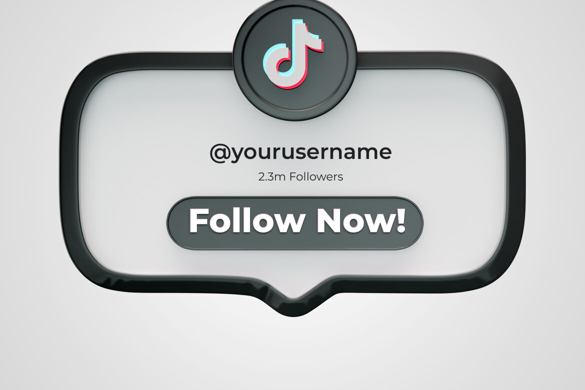 Follow Us On Tik Tok Social Media 3d Render Banner | Deeezy