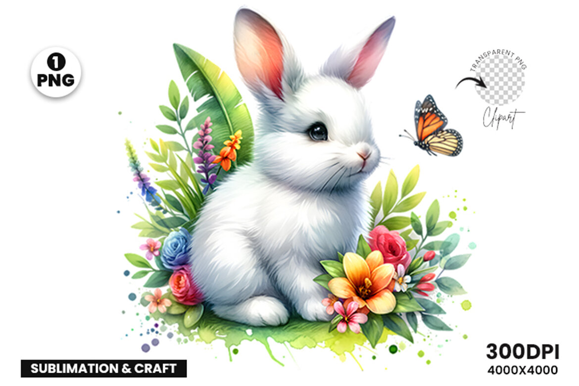 Baby Farm Rabbit Sublimation Clipart , Sublimation Clipart | Deeezy