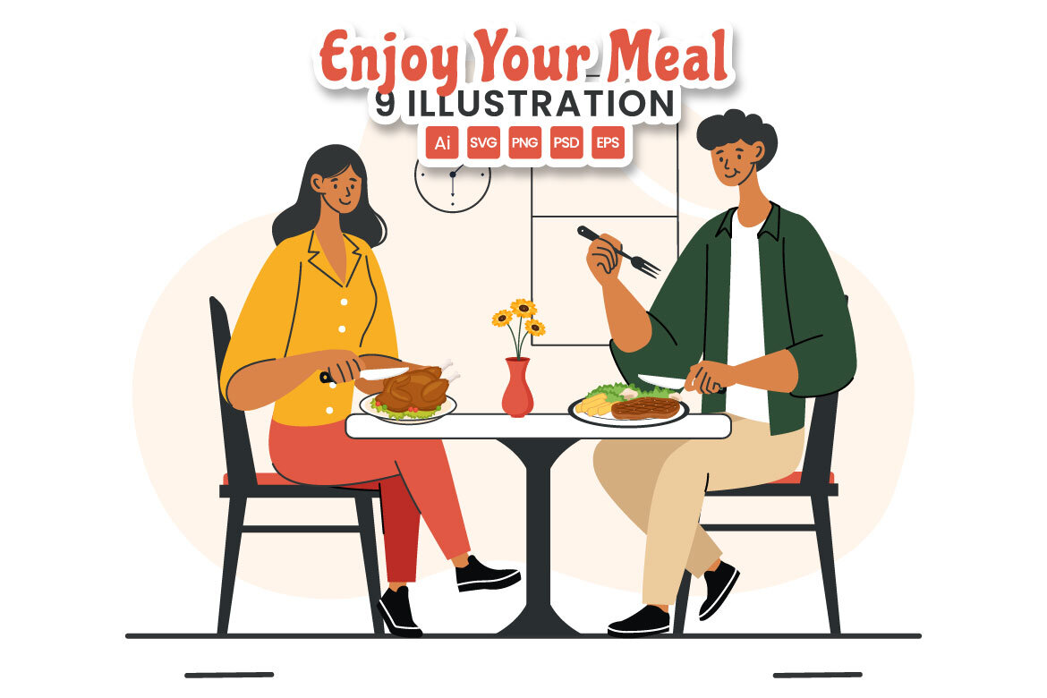 9 FREE Enjoy Your Meal Vector Illustrations | Deeezy
