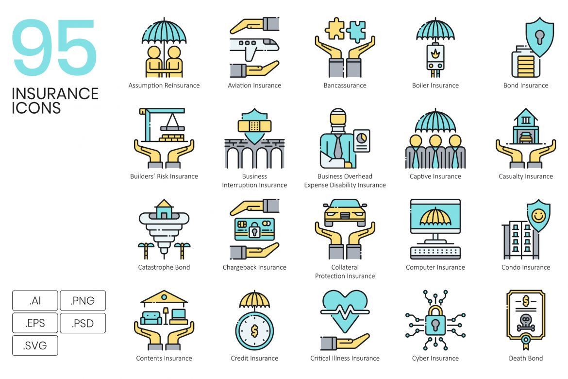 95 Insurance Icons | Aqua | Deeezy
