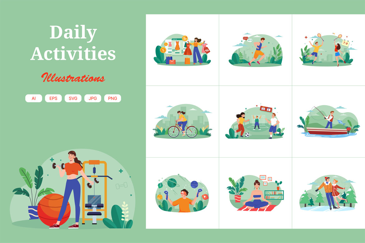 M621_Daily Activities Illustration Pack 1 | Deeezy