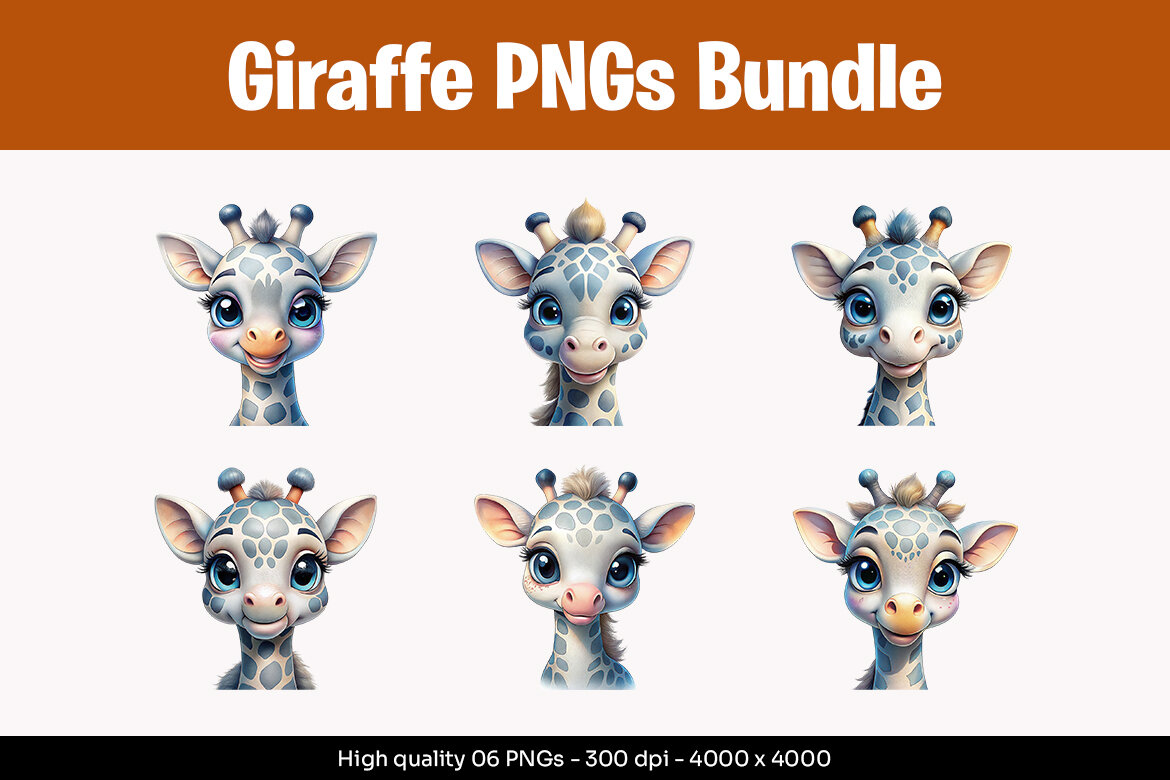 Giraffe Designs PNG Bundle | Deeezy