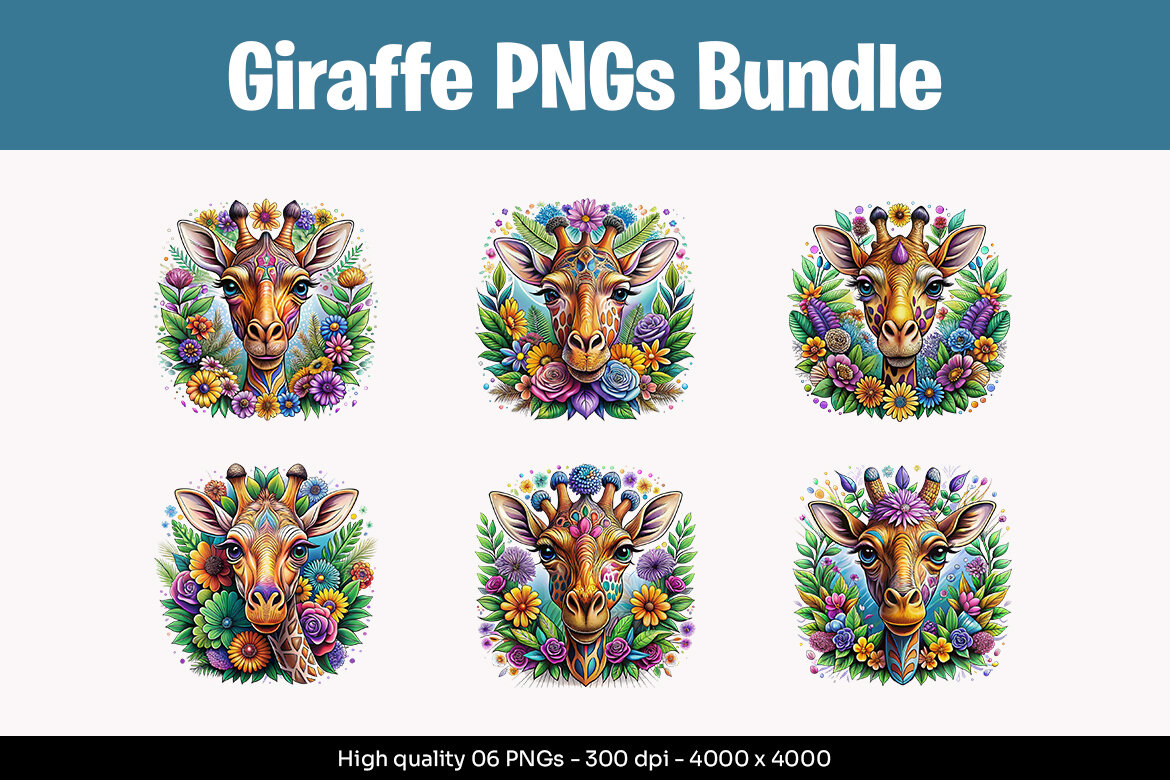 Giraffe Designs PNG Bundle | Deeezy