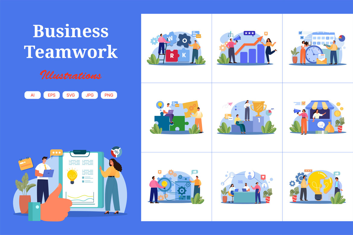 M643_Business Teamwork FREE Illustration Pack | Deeezy