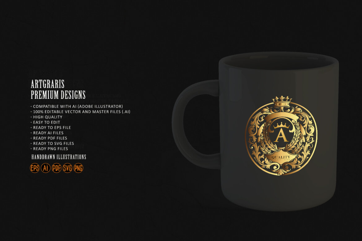 Elegant shield crown badge with classic ribbon | Deeezy