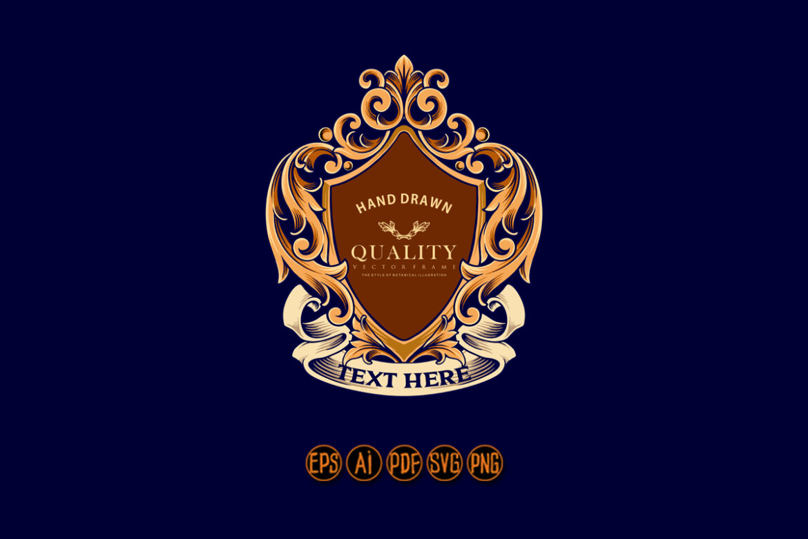Vintage elegant shield badge with classic ribbon | Deeezy