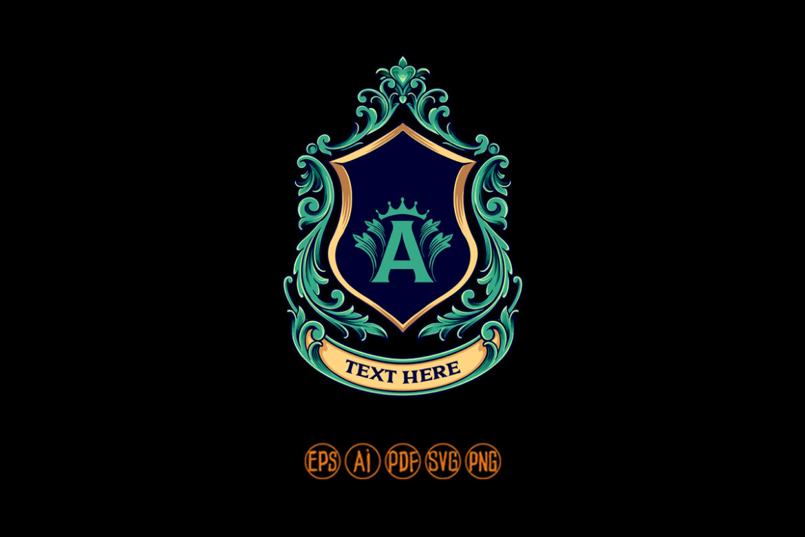 Green shield crown badge with classic ribbon | Deeezy