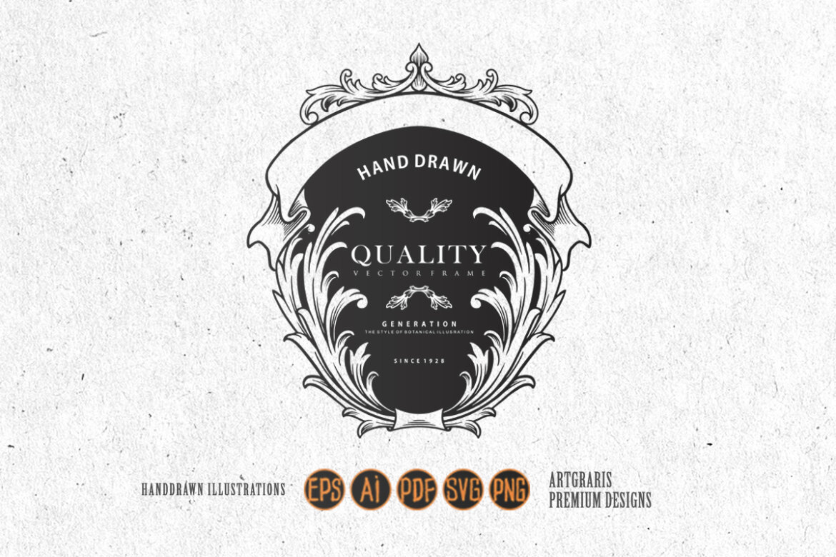 Luxury floral badge frame with vintage ribbon | Deeezy