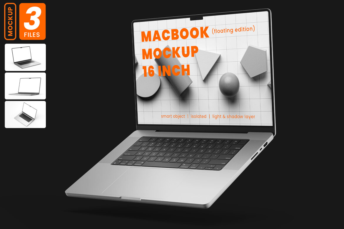 MacBook Pro 16 Inch Mockup - Floating View | Deeezy