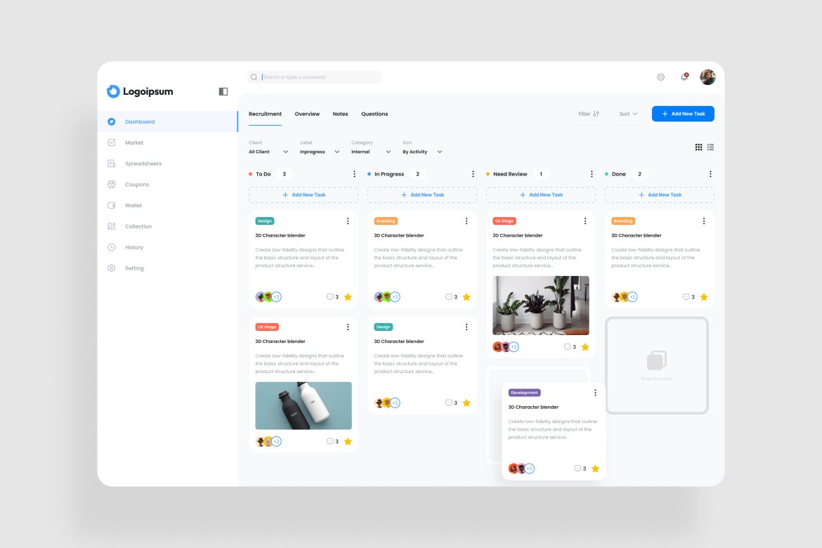 Task Manage Dashboard Free UI Kit | Deeezy