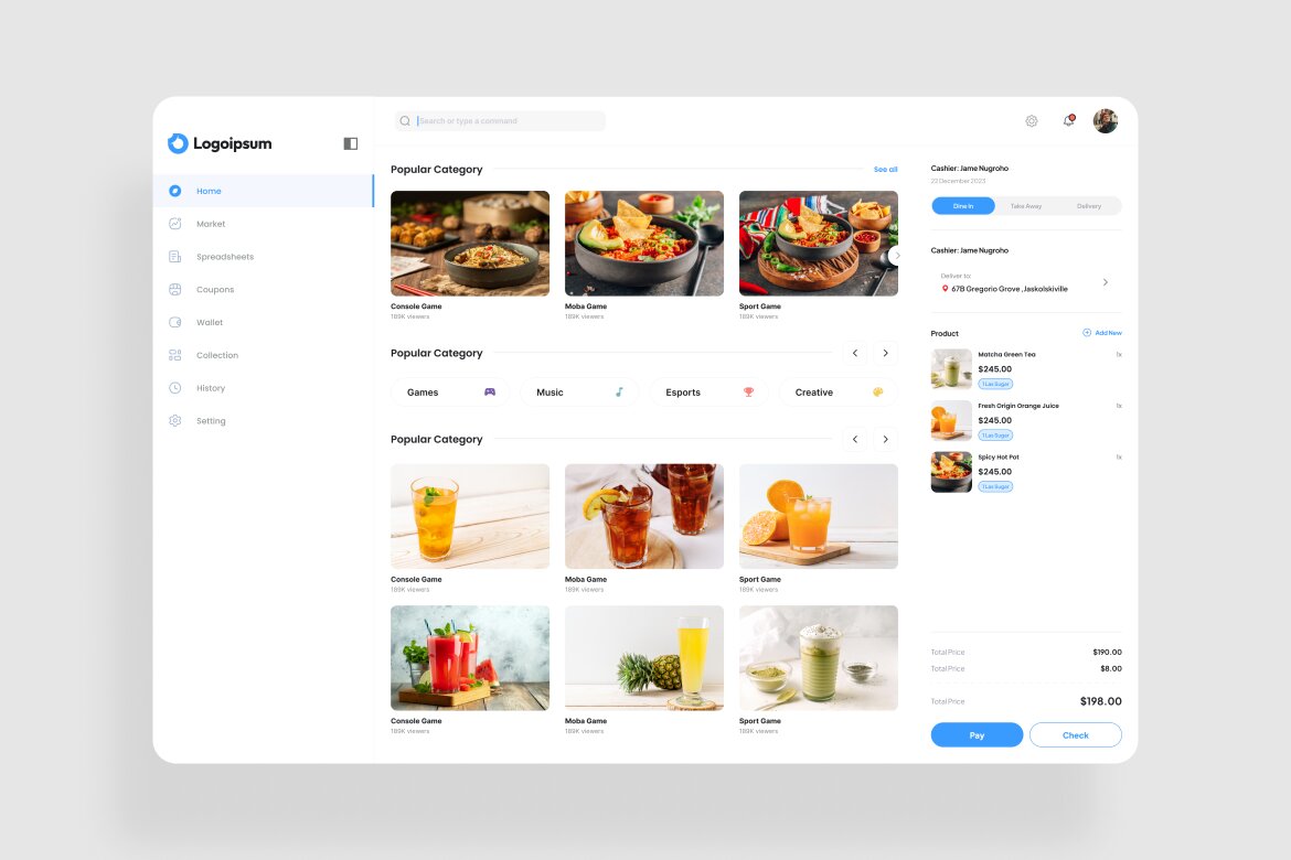 Food Order Dashboard UI Kit | Deeezy