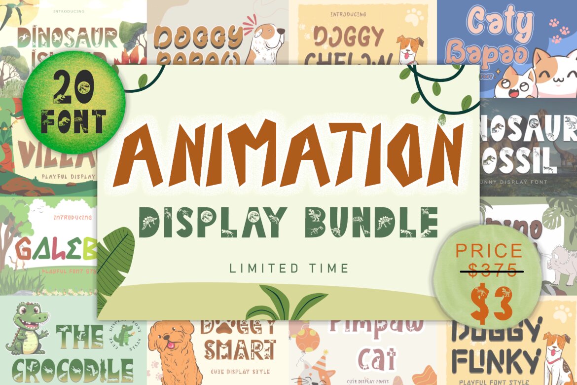 Animation Display Bundle - 20 Fonts | Deeezy
