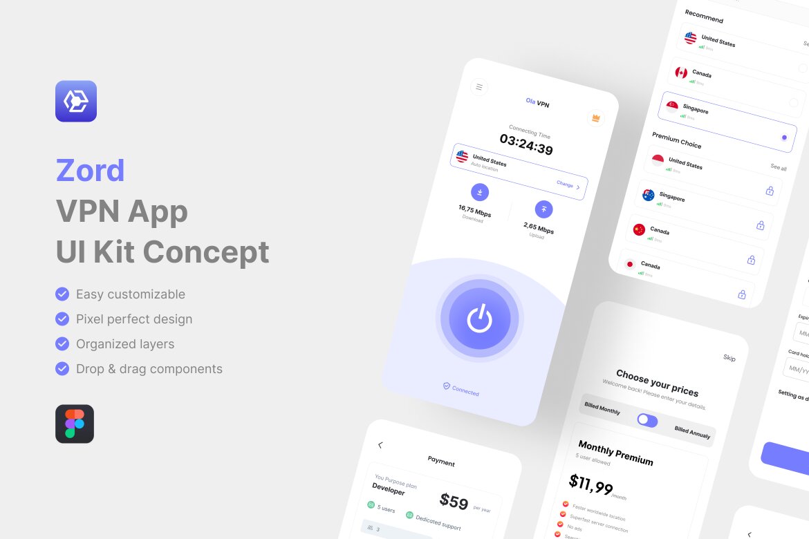 VPN App UI Kit | Deeezy