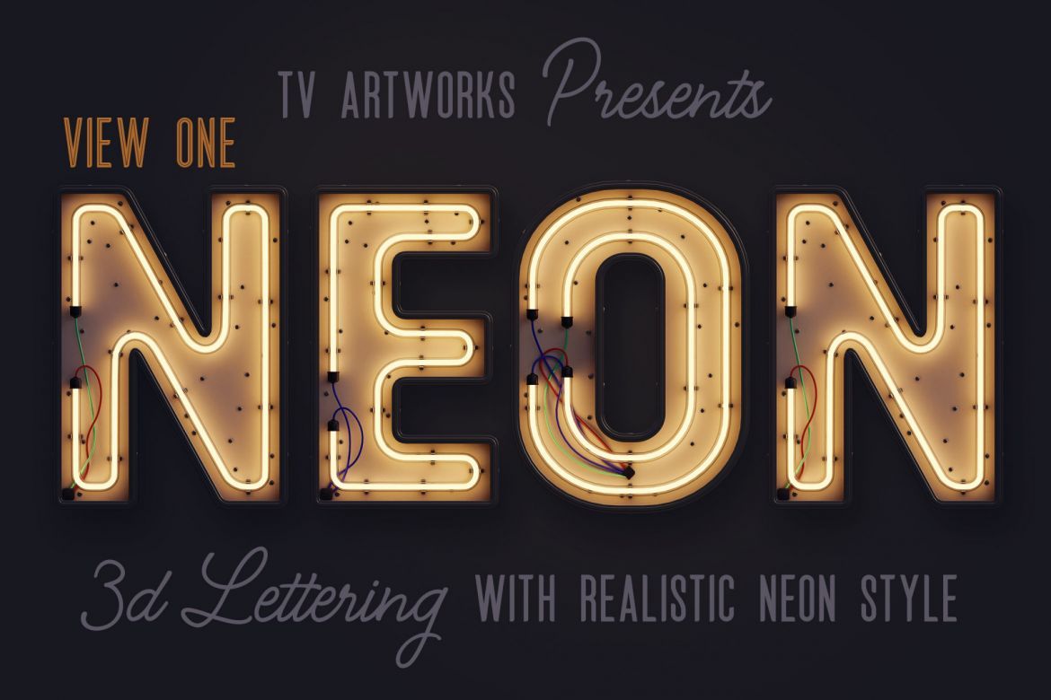 Modern Neon 3D Lettering View 1 | Deeezy